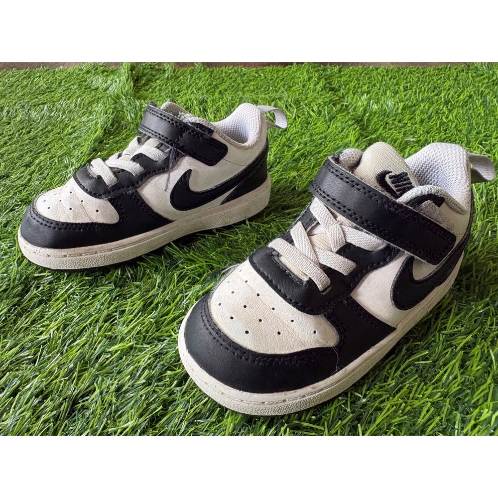 Nike Court Borough Low 2 SE Toddler Shoes Black White DV5458-131 Size 8C